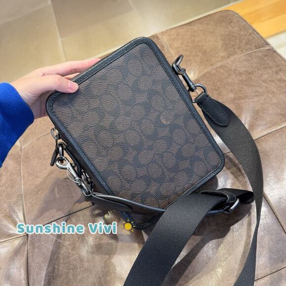 NWT COACH CW388 Sullivan Crossbody In Signature Canvas & Leather Walnut Black - Picture 3 of 7